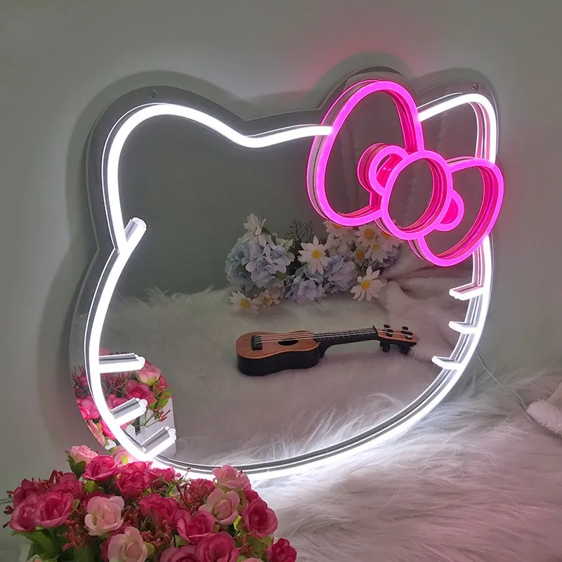 Cuddly Glow: Kawaii Hello Kitty Shape Neon Light – LED Neon Mirror that Sparkles with Adorable Radiance!