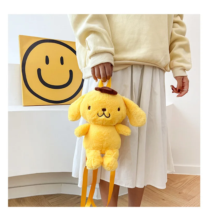 Cute Kawaii Sanrio Pompom Purin Stuffed Plush Toys Backpack Gifts Lolita Style Bag Lovely Plush Doll - Image 3