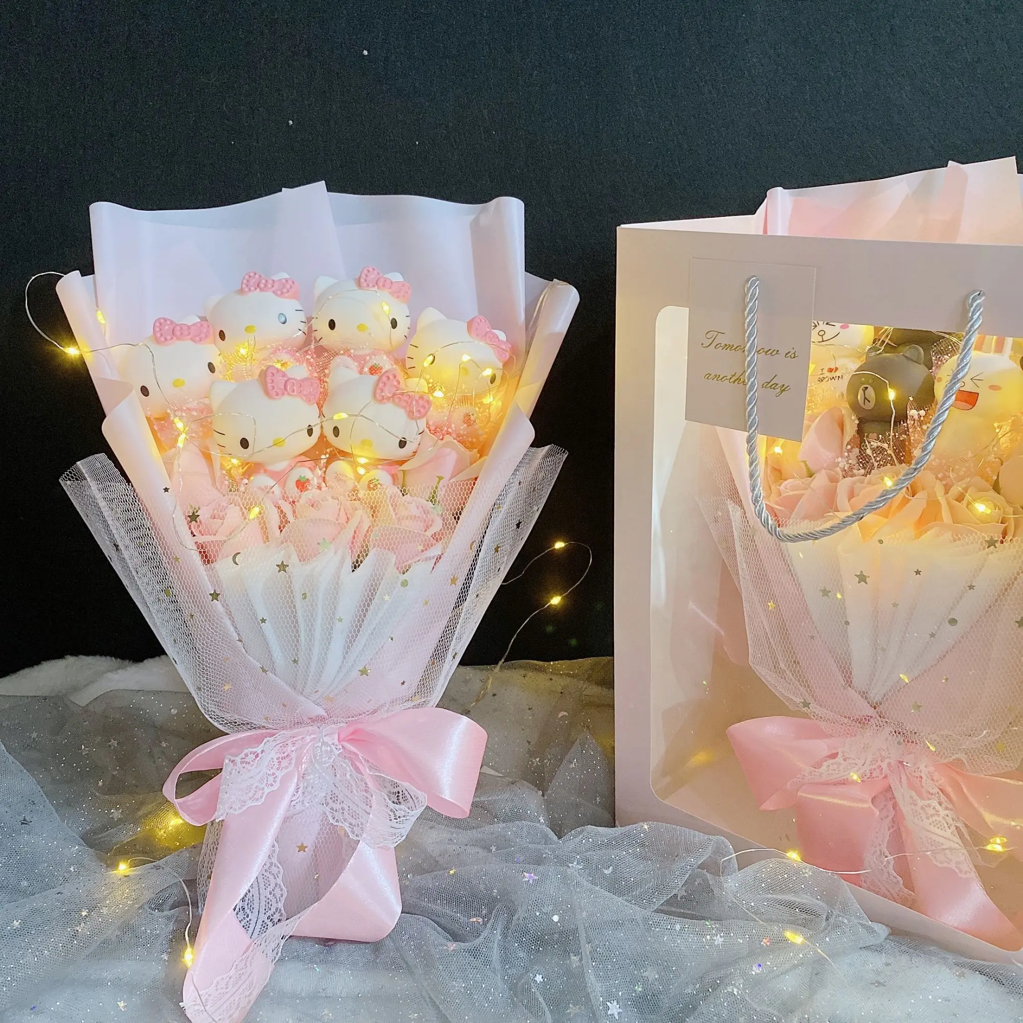 Pink and White Hello Kitty Sanrio LED Light Bouquet: A Perfect Valentine's Day Gift