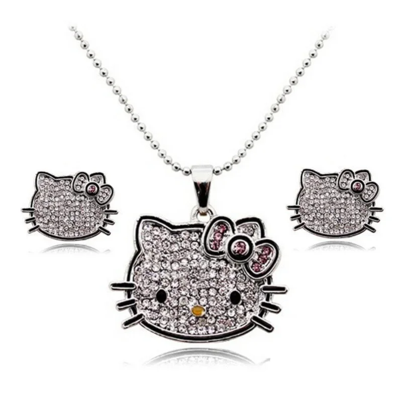 Radiant Whiskers: Kawaii Sanliou Hello Kitty Sparkle Gems Necklace – Unleash Your Inner Charm with Every Glittering Gem! - Image 5