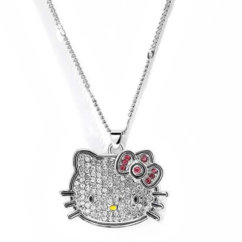 Radiant Whiskers: Kawaii Sanliou Hello Kitty Sparkle Gems Necklace – Unleash Your Inner Charm with Every Glittering Gem! - Image 6