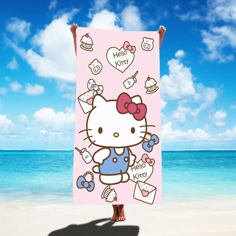 Sanrio Hello Kitty & Kuromi Microfiber Beach Towel: Quick-Drying Blanket 🌺🖤🏖️ - Image 10