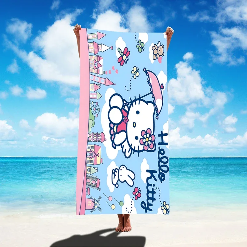 Sanrio Hello Kitty & Kuromi Microfiber Beach Towel: Quick-Drying Blanket 🌺🖤🏖️ - Image 11