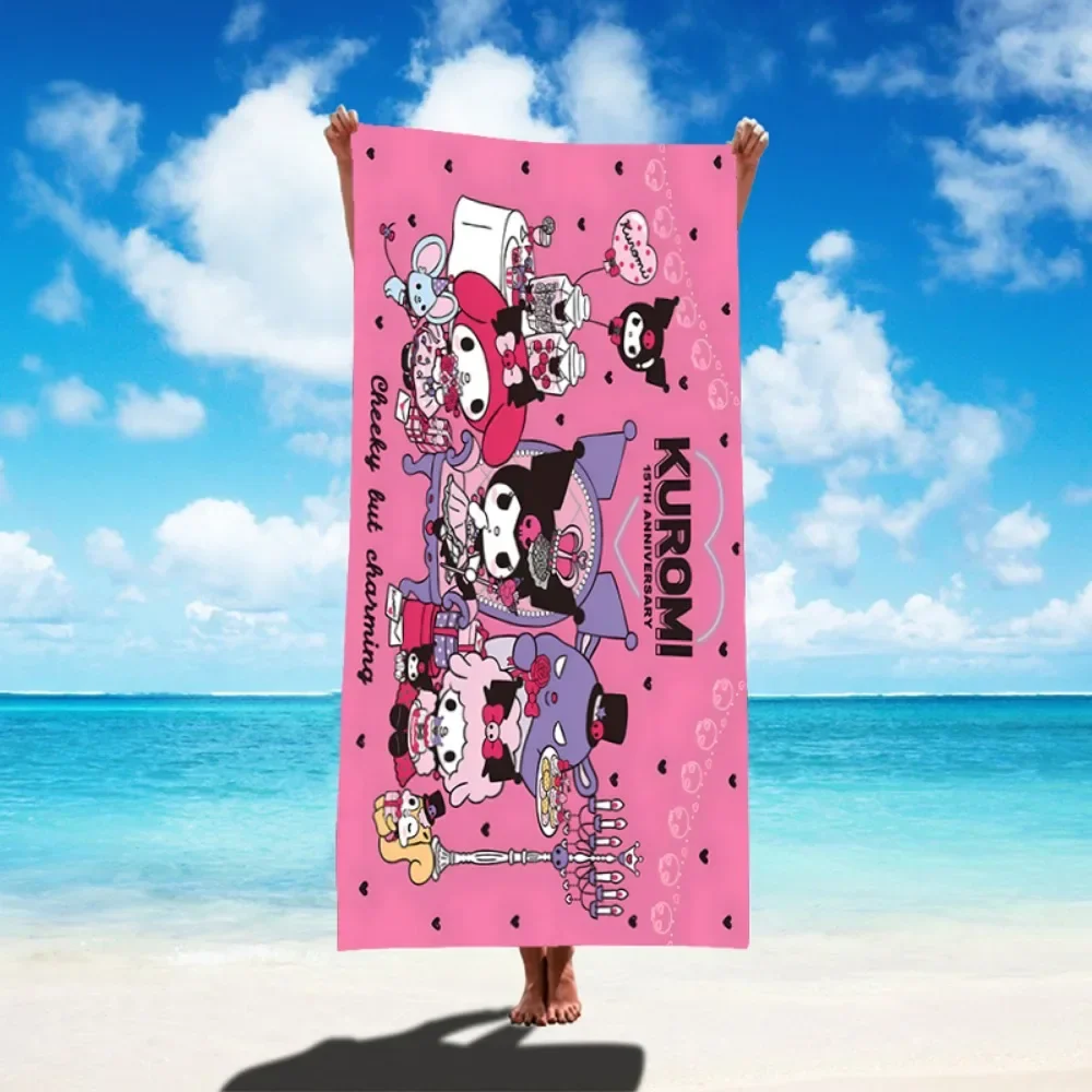 Sanrio Hello Kitty & Kuromi Microfiber Beach Towel: Quick-Drying Blanket 🌺🖤🏖️ - Image 5