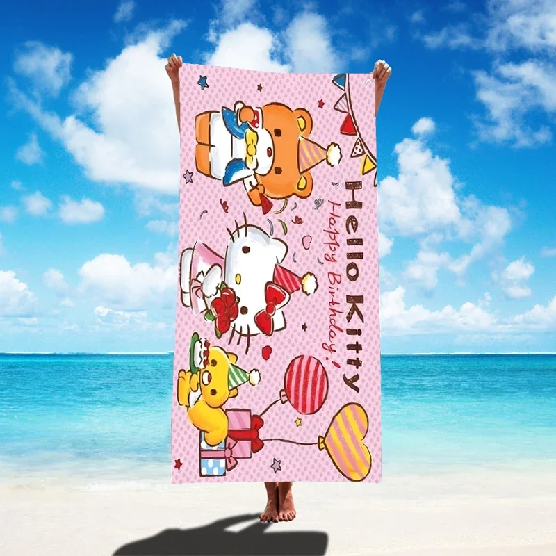 Sanrio Hello Kitty & Kuromi Microfiber Beach Towel: Quick-Drying Blanket 🌺🖤🏖️ - Image 8