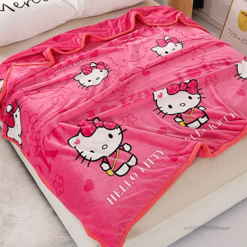 "Sanrio Kitty Premium Plush Blanket Bed Sheet" - Image 4