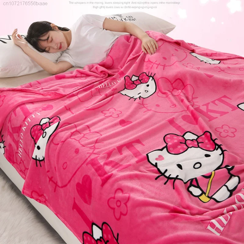 "Sanrio Kitty Premium Plush Blanket Bed Sheet" - Image 5