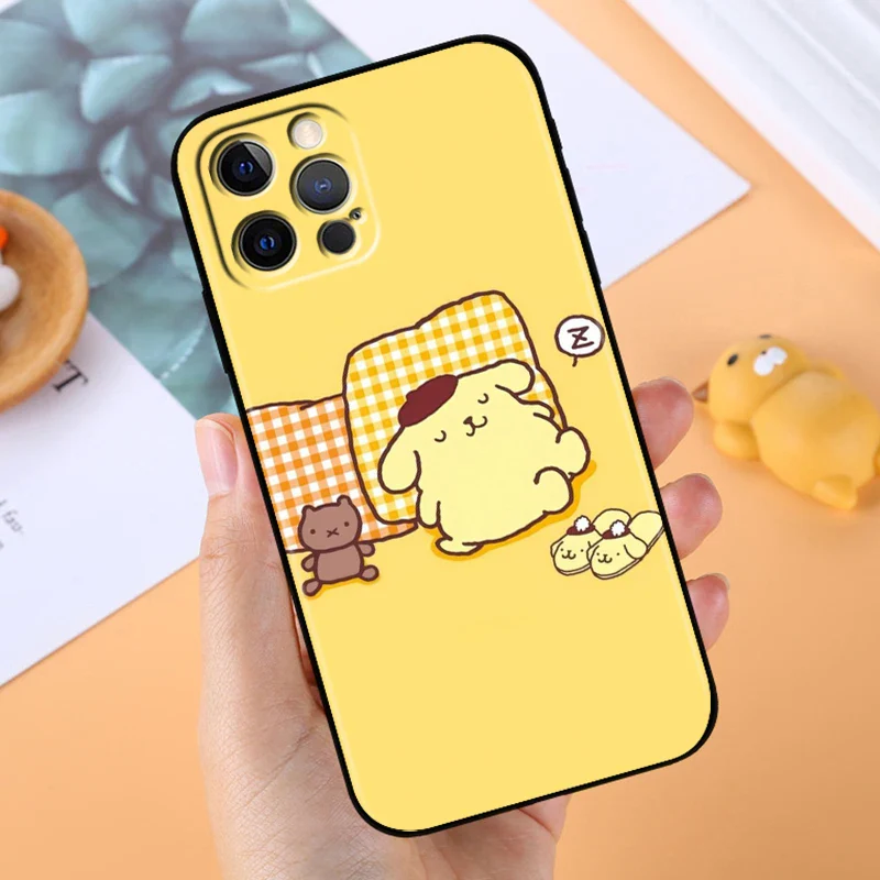 Sanrio Pompompurin Cute Art For Apple iPhone 15 14 13 12 11 Pro Plus Max  Black Phone Case - Image 3