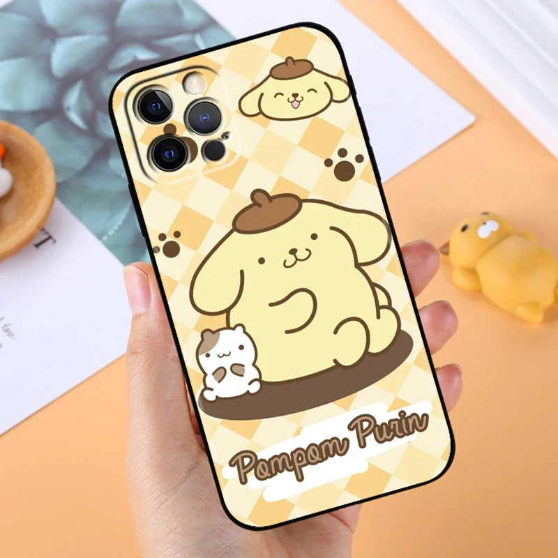 Sanrio Pompompurin Cute Art For Apple iPhone 15 14 13 12 11 Pro Plus Max  Black Phone Case - Image 4